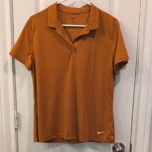 Nike Orange Fitted Polo Dry-fit Short Sleeve Tee
